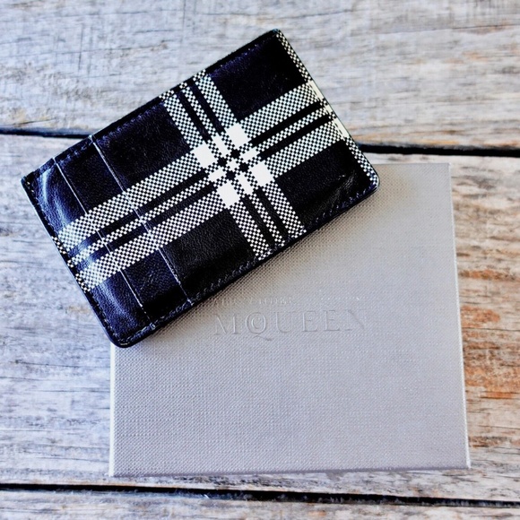 Alexander McQueen Mens Wallet Vintage Plaid Black White With Original Box - Picture 8 of 10
